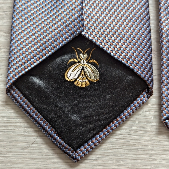 Blue and Brown Silk Biederman Tie - Picture 5 of 7